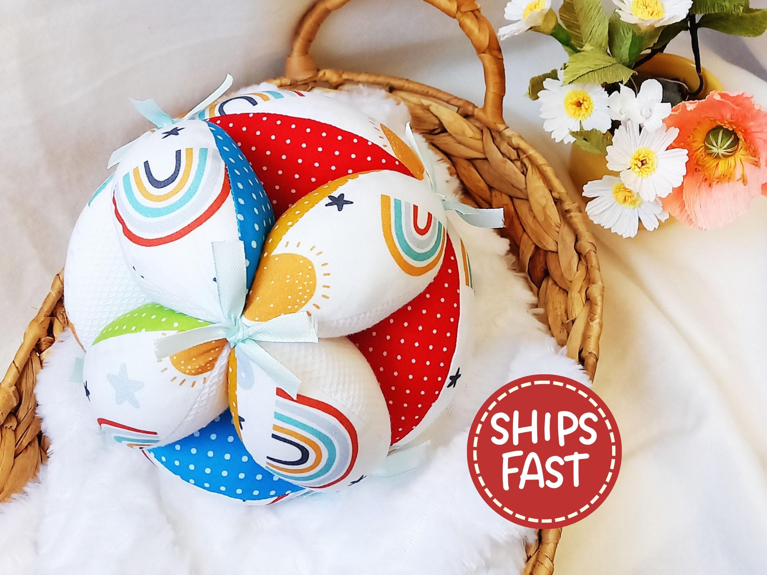 Pelota puzle Montessori, sonajero sensorial para bebé, pelota Takane para habilidades motoras finas, juguete de agarre hecho a mano, regalo de baby shower arcoíris para recién nacido