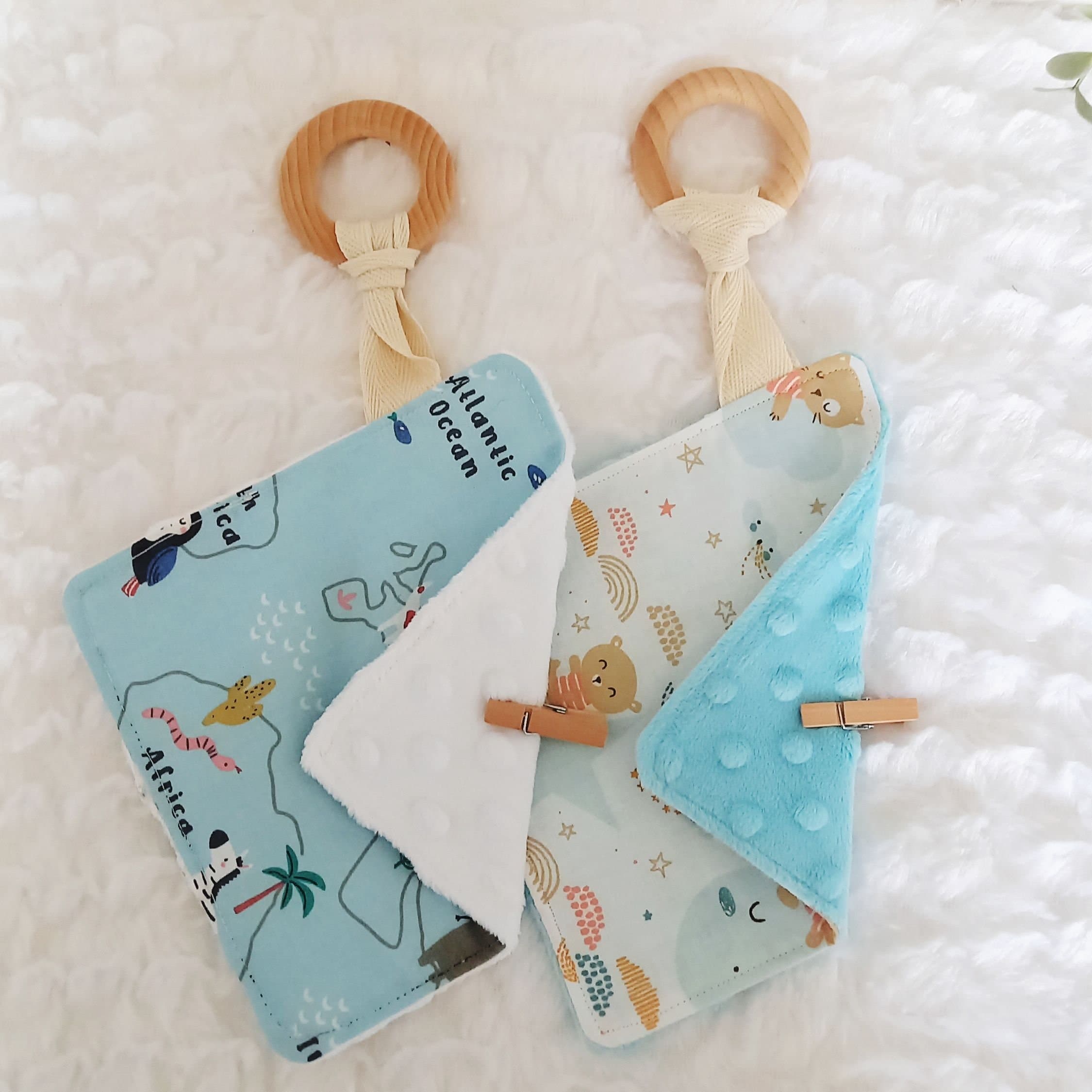 Doudou de seguridad arrugado personalizado para bebés, sujetachupetes de tela minky de puntos, manta mordedor para juguetes de bebé de 6 meses, es un niño