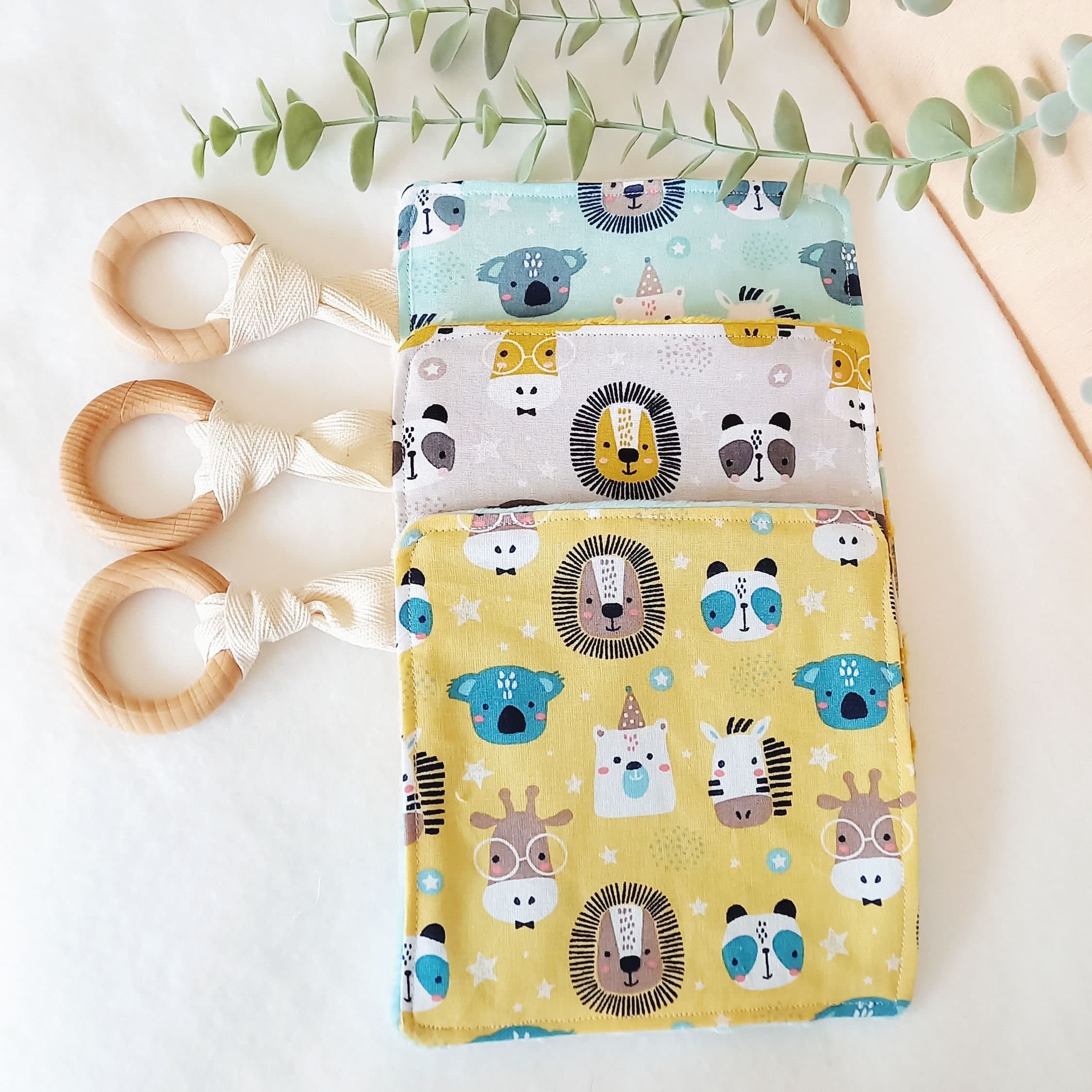 Juguete de seguridad arrugado personalizado para bebés, mantita de animales del bosque, juguetes Montessori para bebés, juguete sensorial educativo para bebés, es un niño